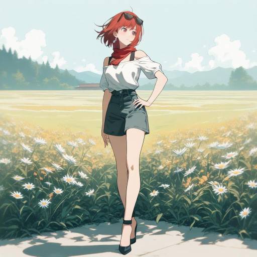 Serene Chainsaw Girl in Meadow