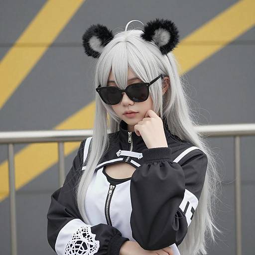 Confident Cosplayer with Bear Ears