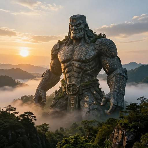 Colossal Stone Giant Atlas at Sunrise
