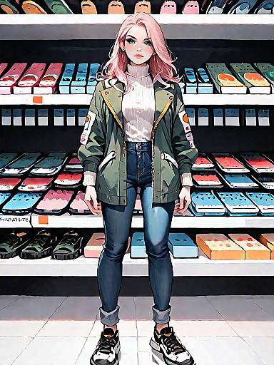 Stylish Woman in Casual Streetwear