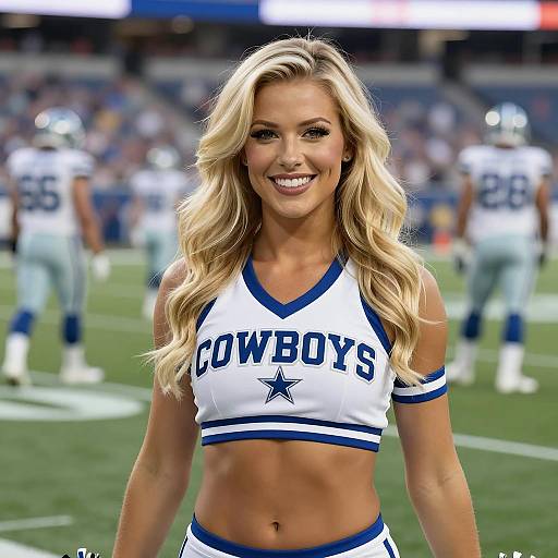 Dallas Cowboys Cheerleader on Football Field