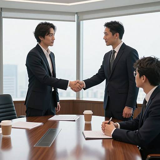 Professional Handshake in Modern Office