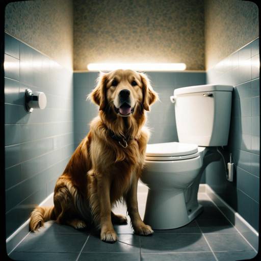 Golden Retriever Sitting in Bathroom Golden Retriever Sitting in Bathroom