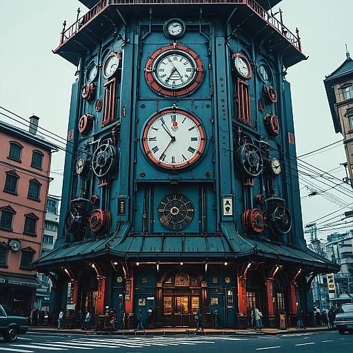 Steampunk Clock Tower Building