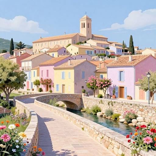 Pastel Iridescent Provence Village