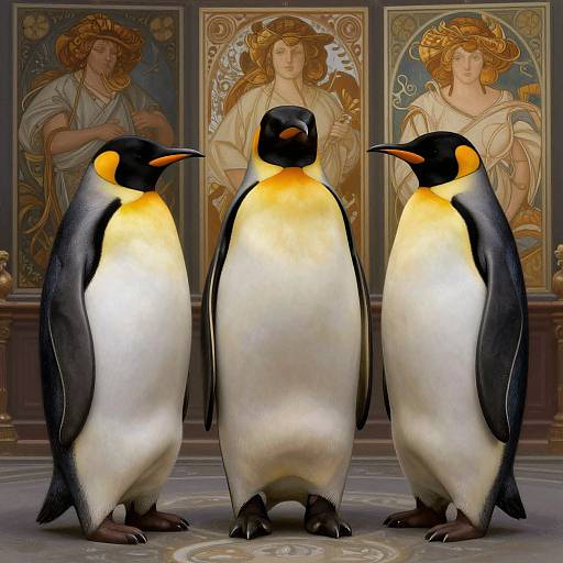Elegant Robot Penguins Digital Art