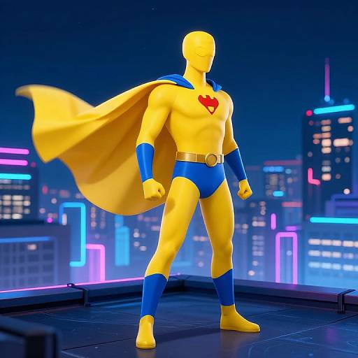 Neon Night Superhero Rooftop Stance