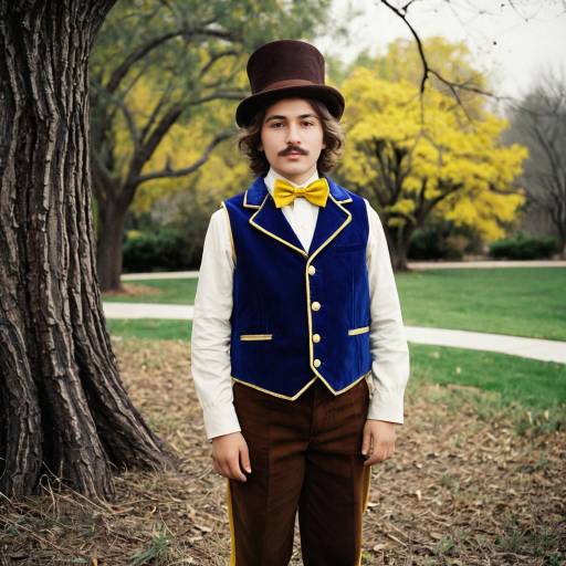 Young Man in Willy Wonka Costume Outdoors