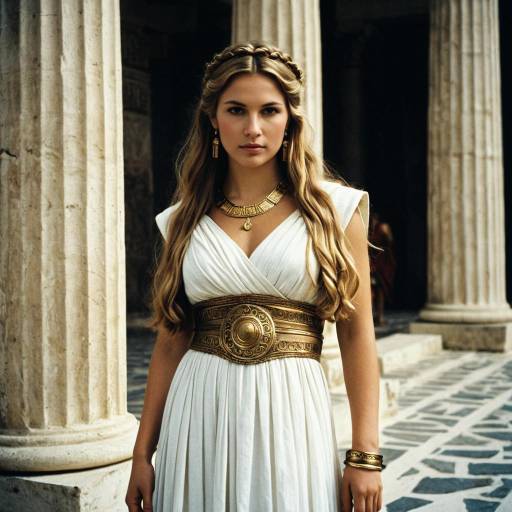 Woman in Hera Greek Goddess Costume