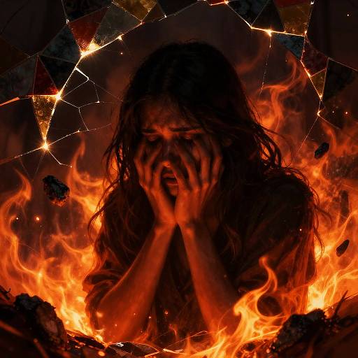 Shattered Molten Heart Stained Glass