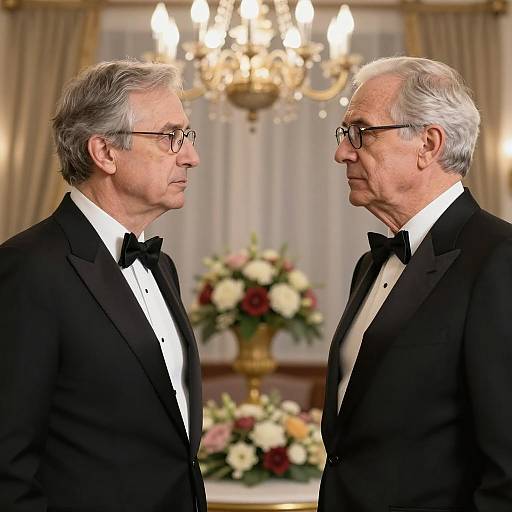 Serious Encounter of Elegant Gentlemen