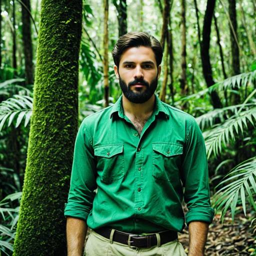 Man in Green Shirt Standing in Jungle