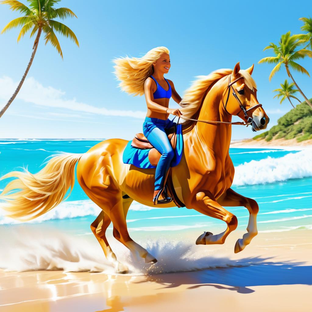 Enchanting Palomino Horse Beach Scene