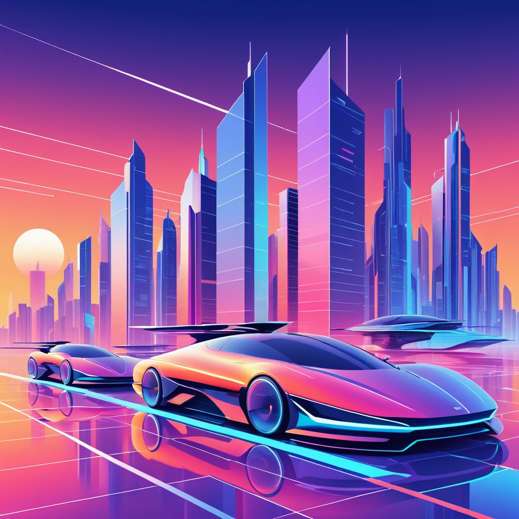 Futuristic Skyline with Flying Cars