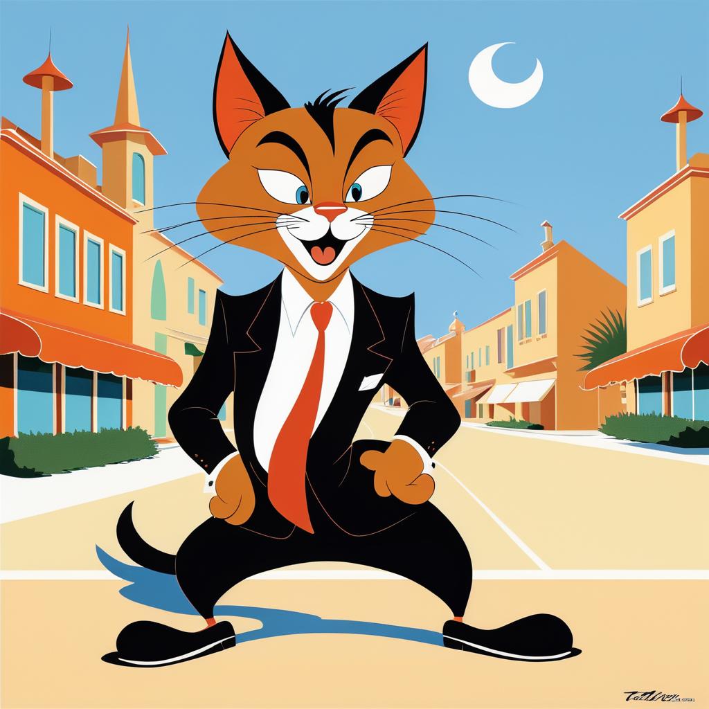 Humorous Tom Cat Illustration in Tex Avery Style