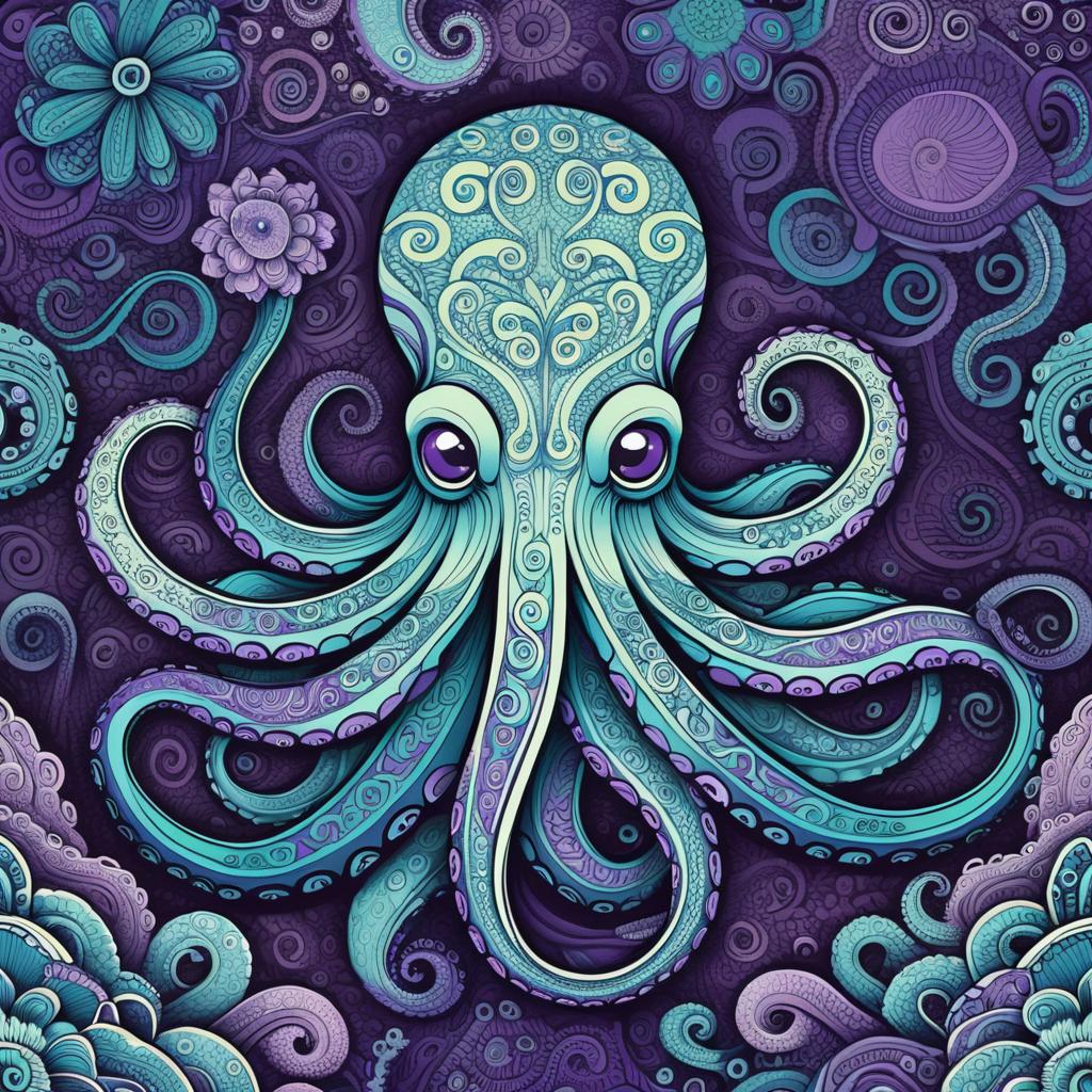 Whimsical Octopus in Pastel Blues