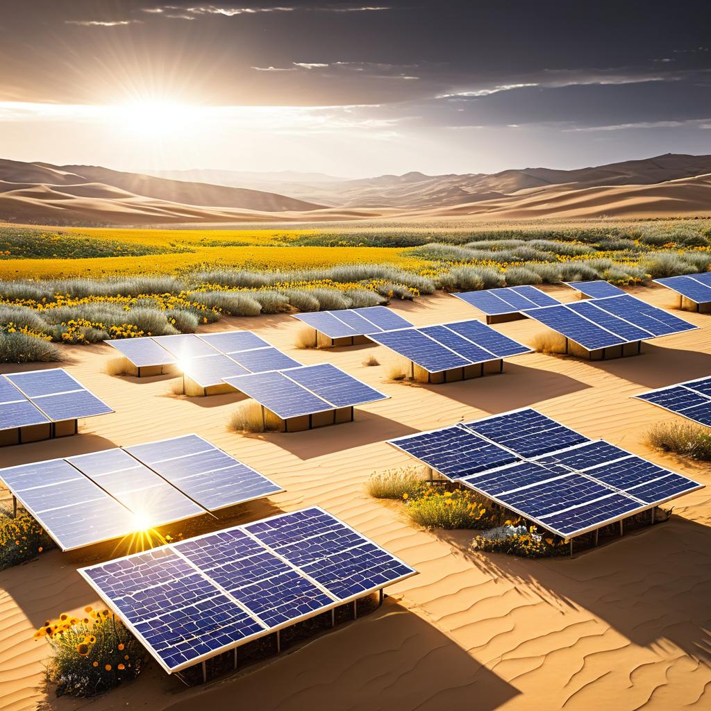 Hopeful Desert Landscape with Solar Panels