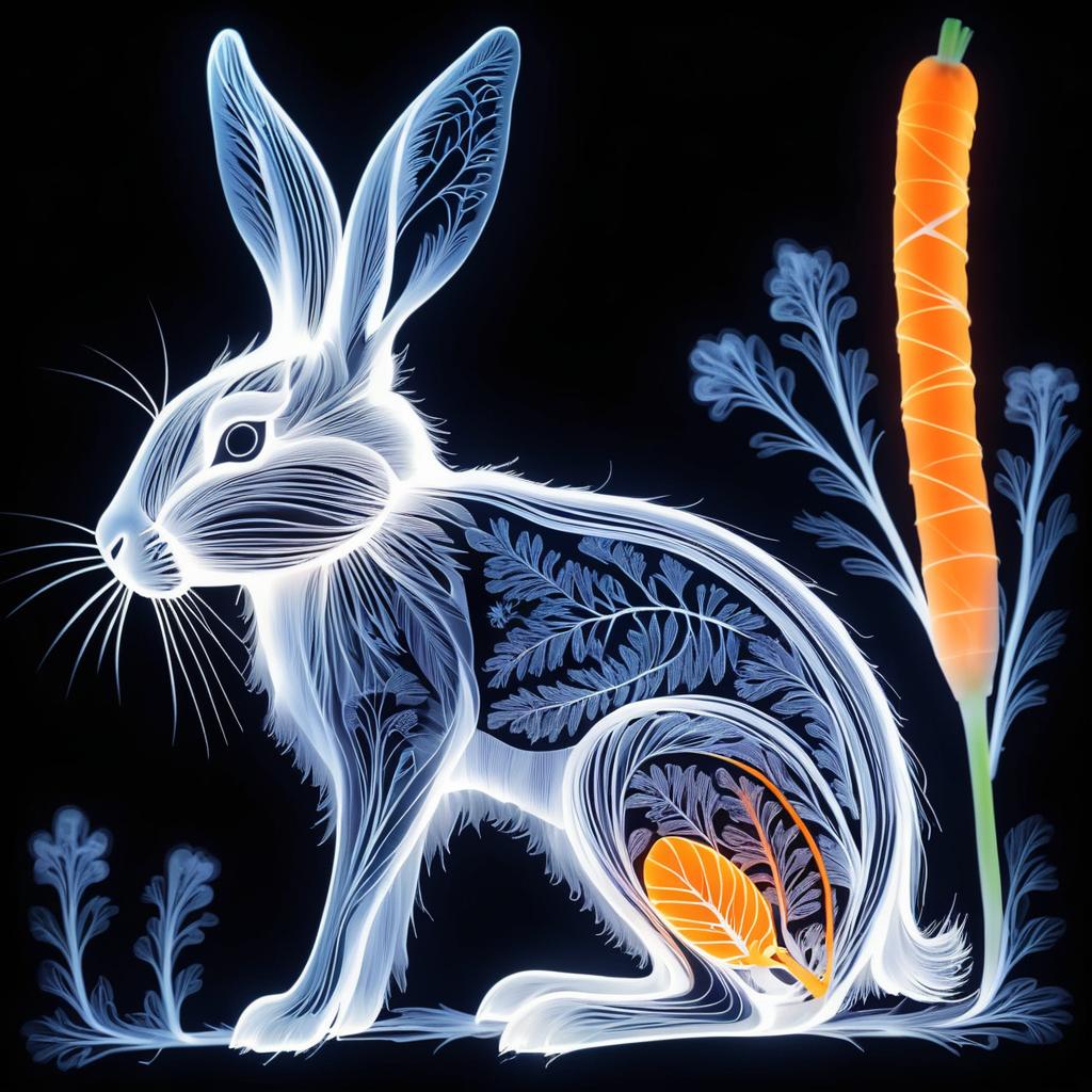 Glowing X-Ray Rabbit and Carrot Art