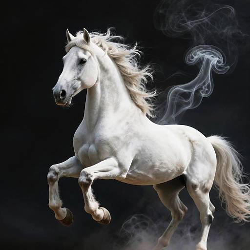 Majestic White Horse in Smoke