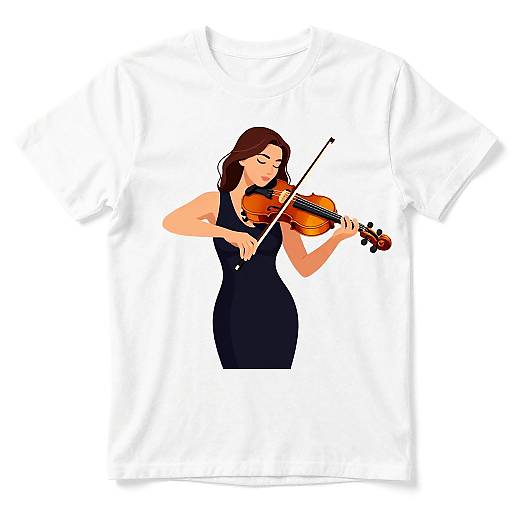 Aerial View Cartoon Female Violinist