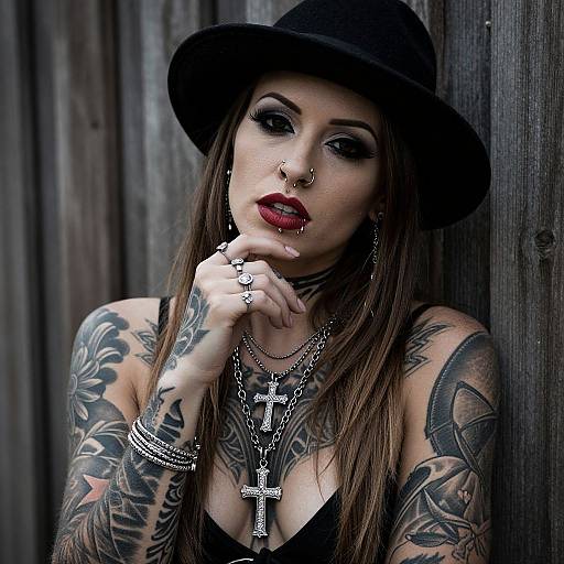 Edgy Tattooed Woman Portrait