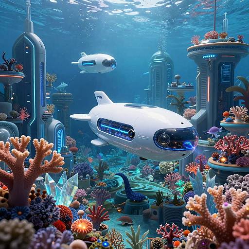 Futuristic Underwater AI Cityscape