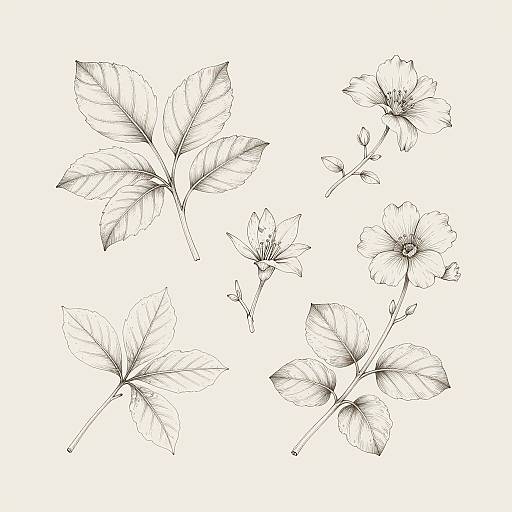 Delicate Botanical Line Drawing Art
