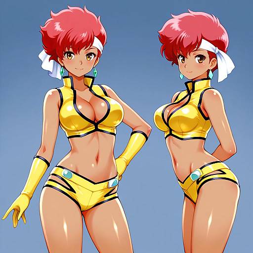 Illustration of Kei (dirty pair), dirty pair in the style of Folks (nabokof)
