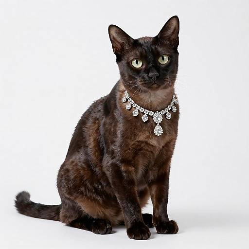 Glamorous Snowshoe Cat Portrait with Diamonds