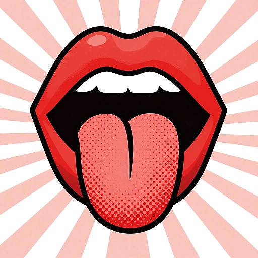 Pop Art Lips with Tongue Out