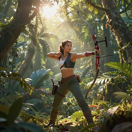 Epic Anthropomorphic Cherry Archer in Jungle