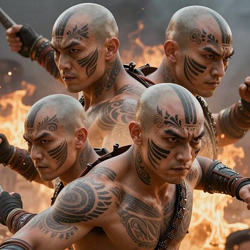 Bald Fantasy Warrior with Tribal Tattoos