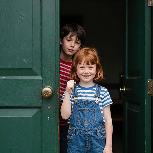 Children Playing in a Dim Doorway