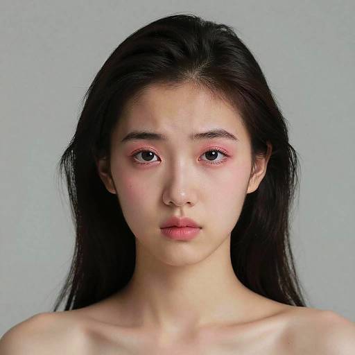 Nervous Girl Portrait with Soft Pink Makeup