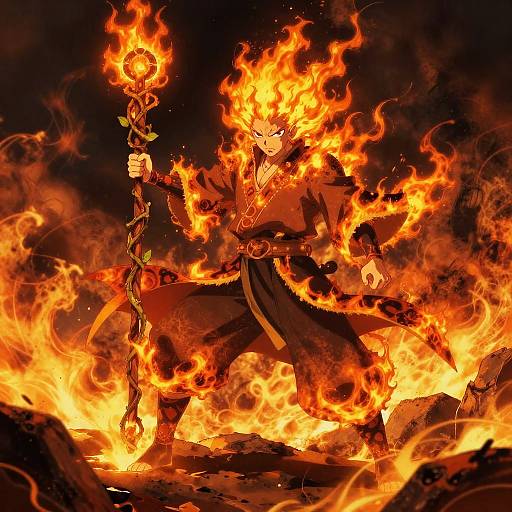 Fierce Wildfire Elemental Anime Character