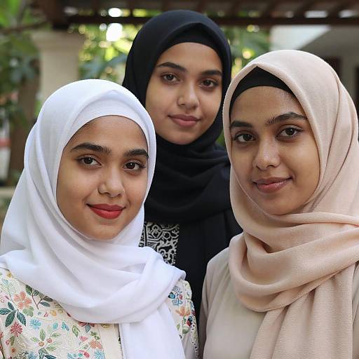 Portrait of Three Women in Hijabs