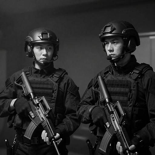 Monochrome Soldiers in Tactical Gear