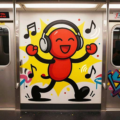 Joyful Haring-Style Music Scene