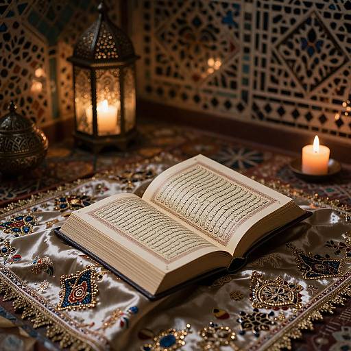 Koran on Silk with Candlelight