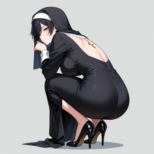 Edgy Nun in Striking Backless Dress Edgy Nun in Striking Backless Dress