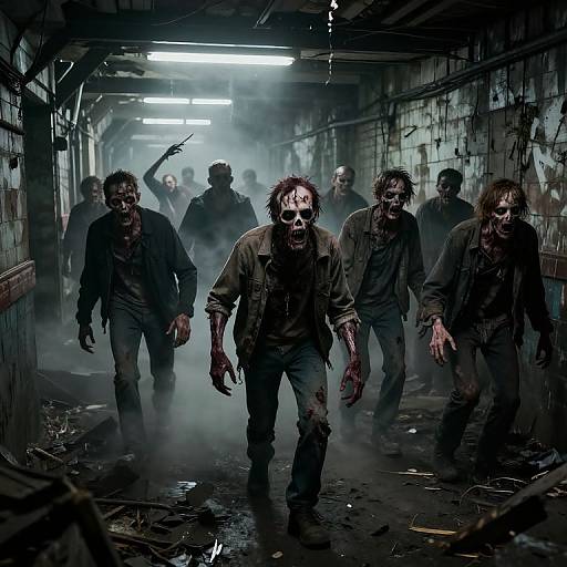 Zombie Horde Emerging from Abandoned Subway