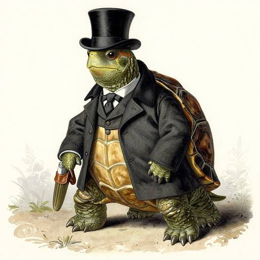 Victorian Anthropomorphic Turtle in Top Hat