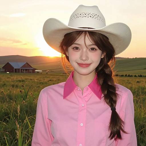 Sunny Field Portrait with Cowboy Hat