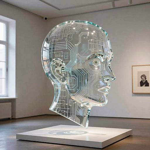 Translucent AI Sculpture in Gallery