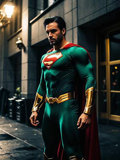Man in Green Superhero Suit