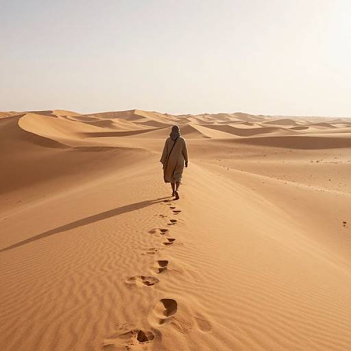 Solitary Figure in Golden Desert