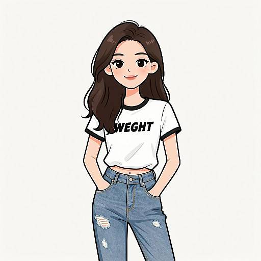 Smiling Woman in Casual Graphic Tee