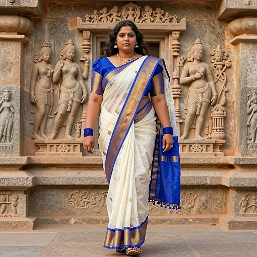 Confident Plus Size Indian Woman in Saree