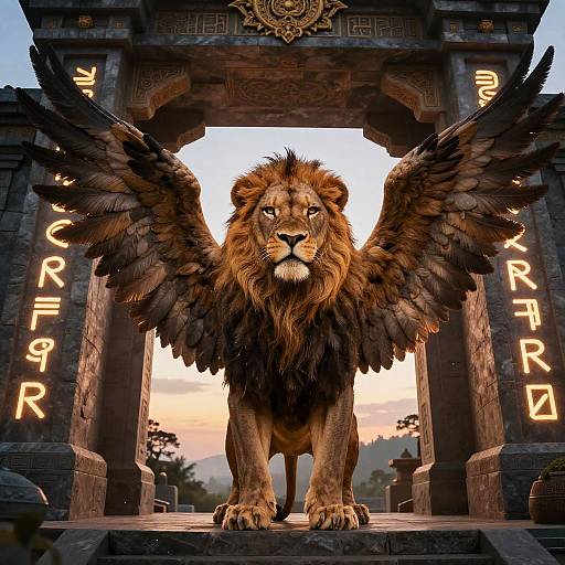 Majestic Winged Lion Guardian