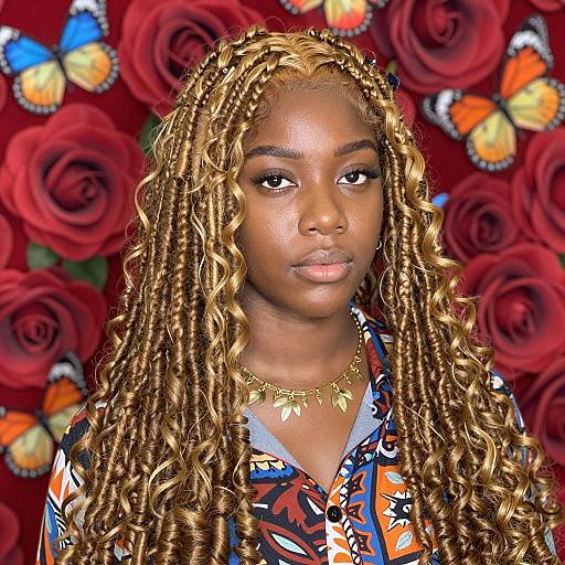 Black Woman with Blonde Butterfly Locs